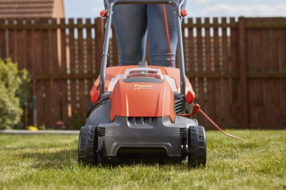 Corded Electric Hover Lawn Mower 1500W 14.2in 10.6 Gal 5 Heights Orange Gray