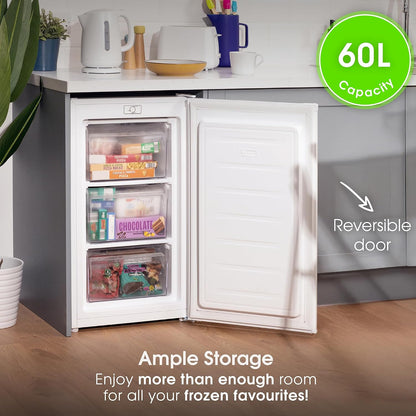 Under Counter Freezer 18.9in 2.1 cu ft Freestanding White Reversible Door