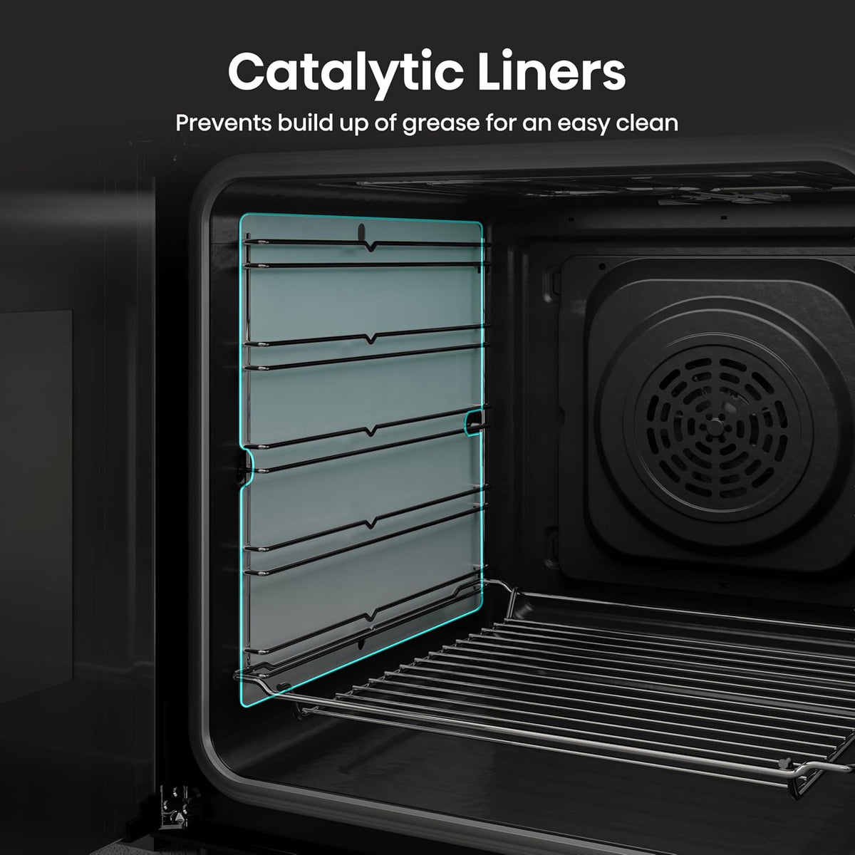 Electric Cooker 2.4 cu ft/1.5 cu ft Double Oven Air Fry Mode Ceramic Hob Black
