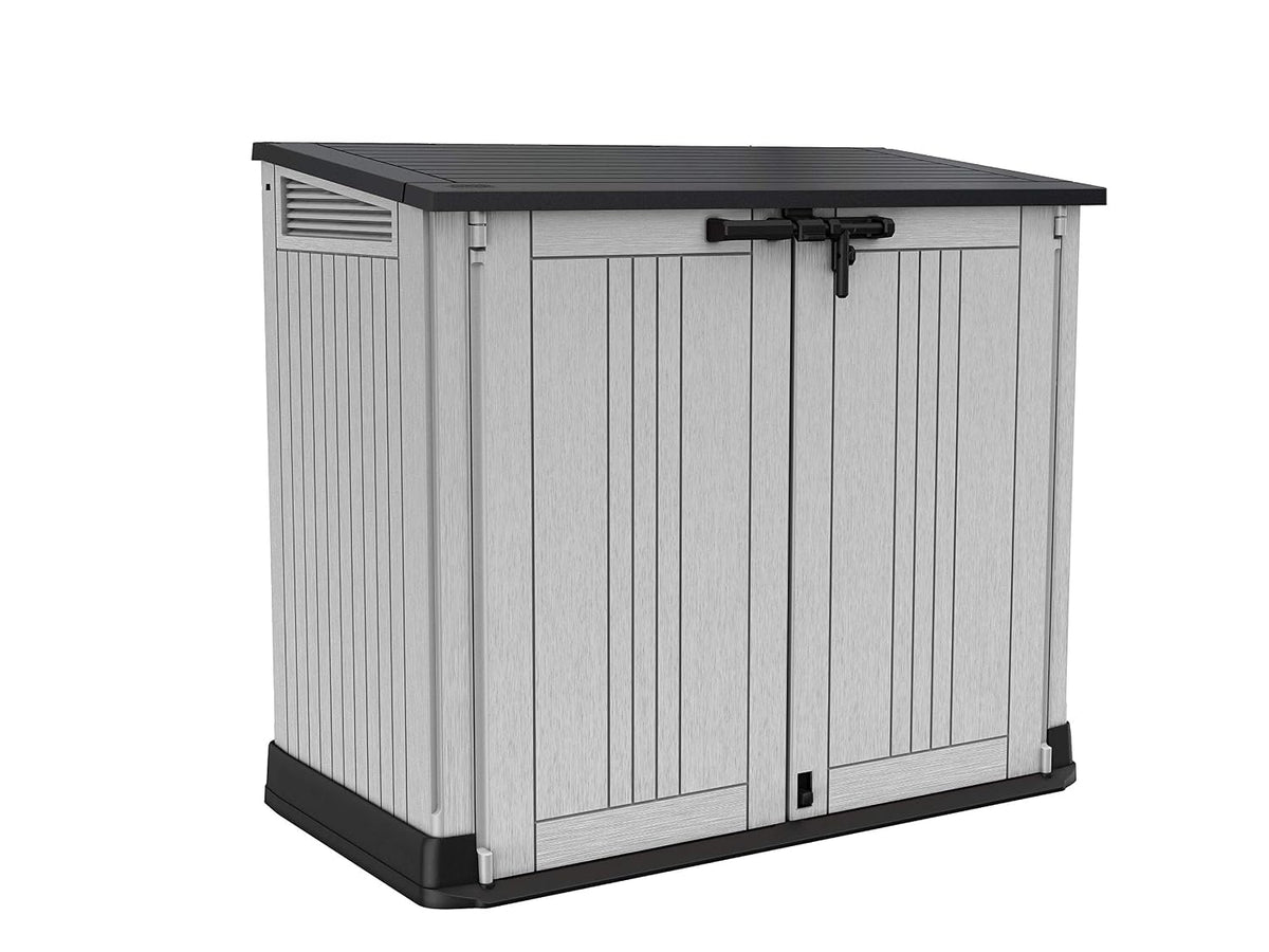 Outdoor Garden Storage Shed 232.5 Gal Top And Front Opening Light Gray