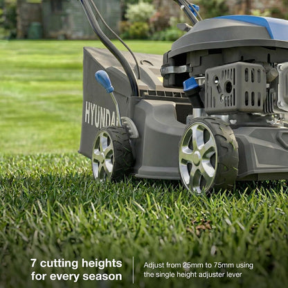 Petrol Lawn Mower 15.7in 139cc 7 Cutting Heights 1-3 in 10.6 Gal Grass Bag Black