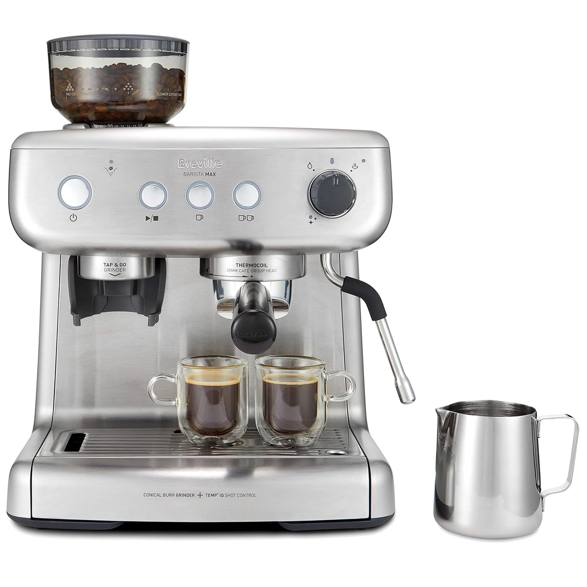 Espresso Machine 3 Qt 15 Bar Integrated Grinder Stainless Steel
