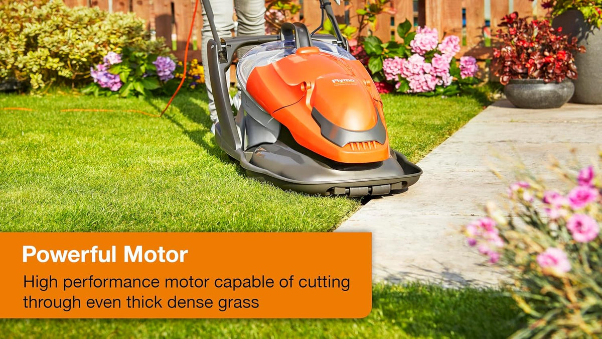 Corded Electric Hover Lawn Mower 1800W 14.2in 6.9 Gal 4 Heights Orange Gray
