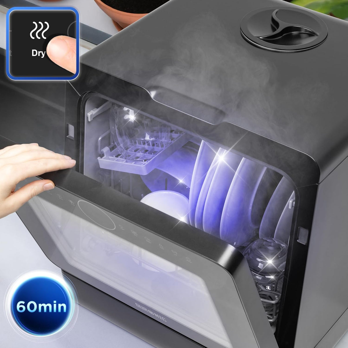 Table Top Dishwasher 5.3 Qt 950W 8 Programs Black