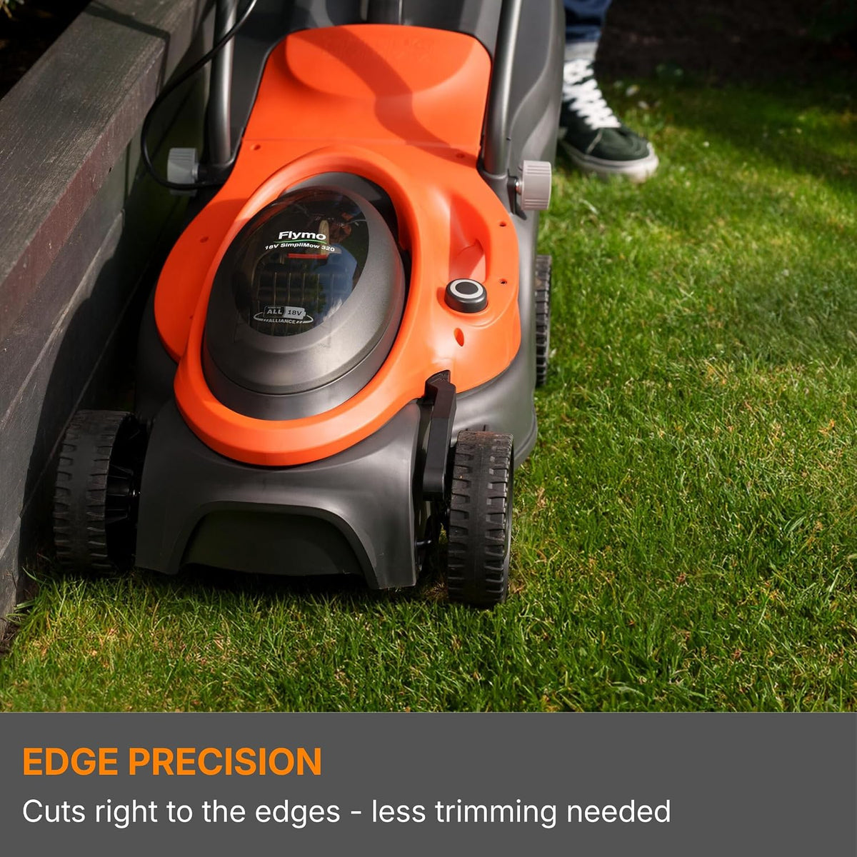 Cordless Lawn Mower 12.6in Cutting Width 4 Height Settings 1.2-2.4 in 18V 4.0Ah Orange