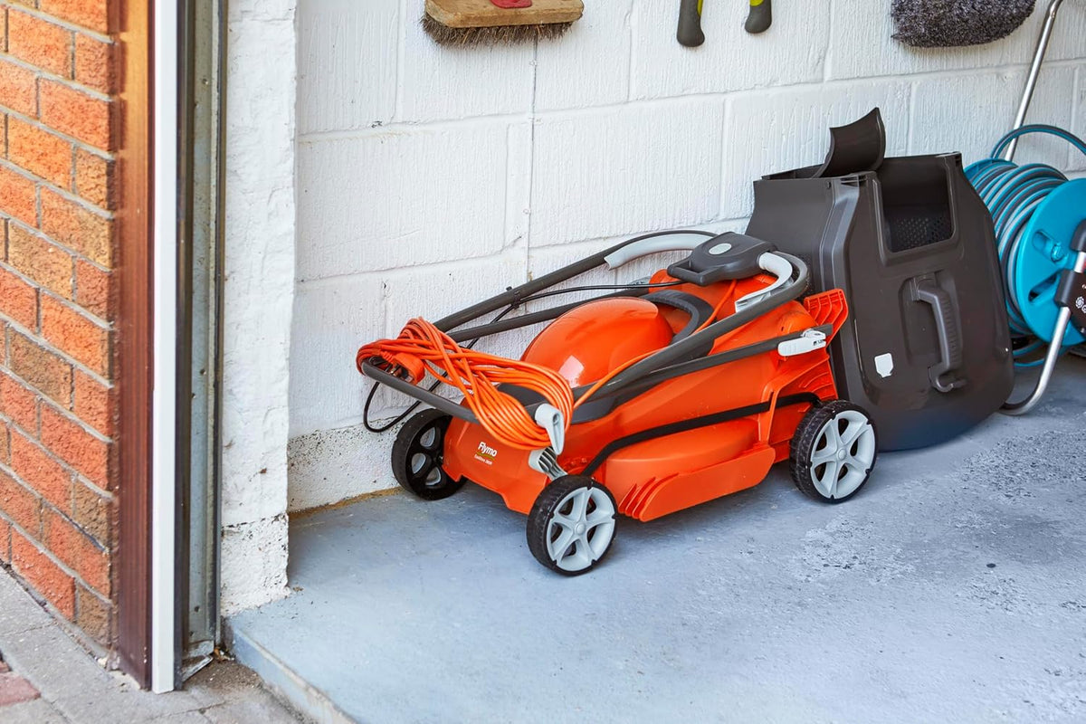 Corded Electric Lawn Mower 1600W 15in 11.9 Gal 5 Heights Orange Gray