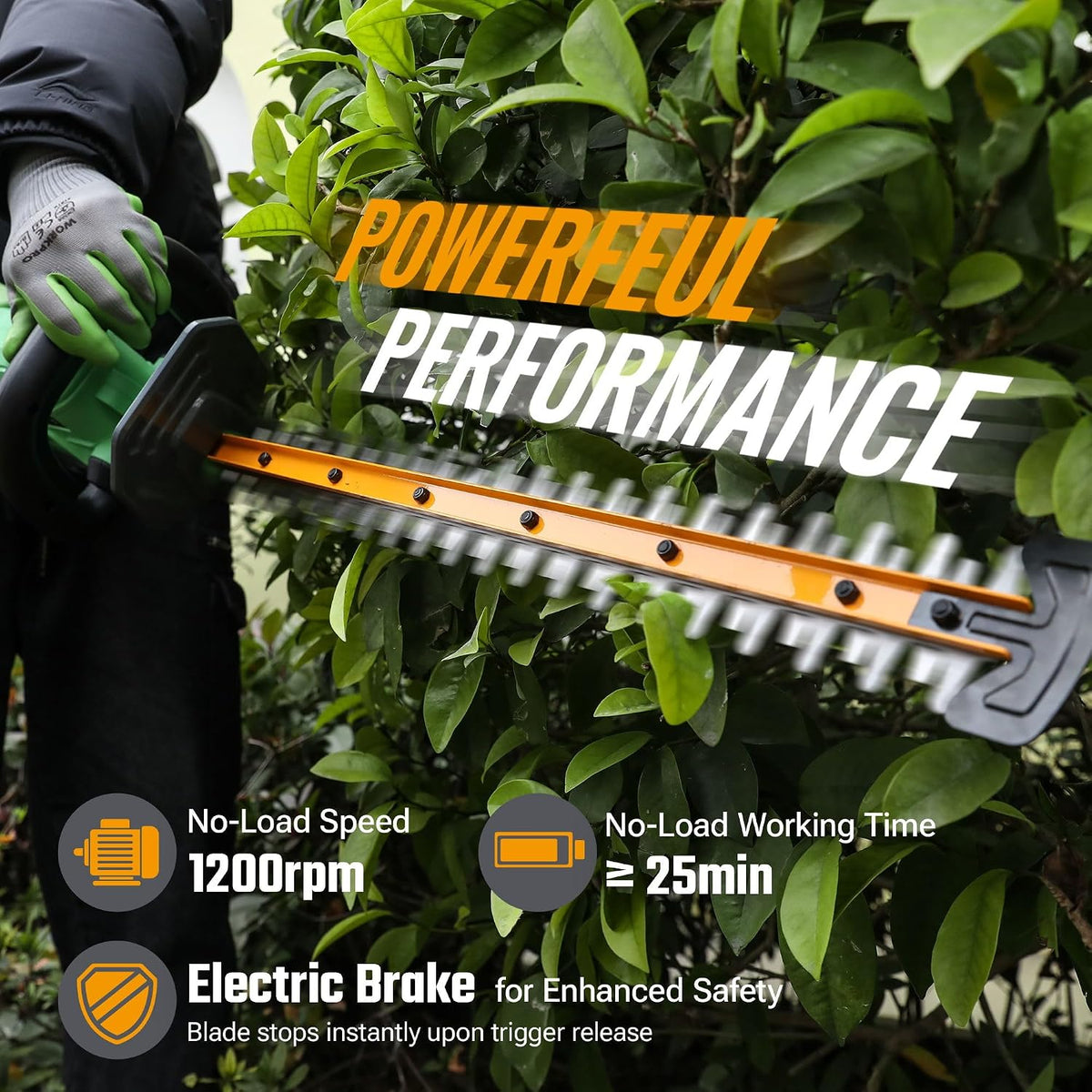 Cordless Hedge Trimmer 20.08in 1200RPM 0.71in Pruning Capacity Green