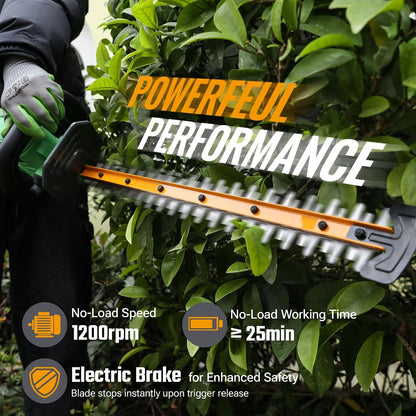 Cordless Hedge Trimmer 20.08in 1200RPM 0.71in Pruning Capacity Green
