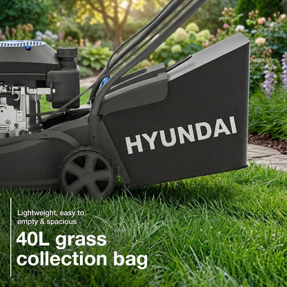 Petrol Lawn Mower 15.7in 139cc 7 Cutting Heights 1-3 in 10.6 Gal Grass Bag Black
