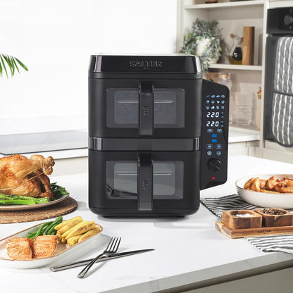 Double Stack Air Fryer 9.5 Qt 2400W 12 Functions Black