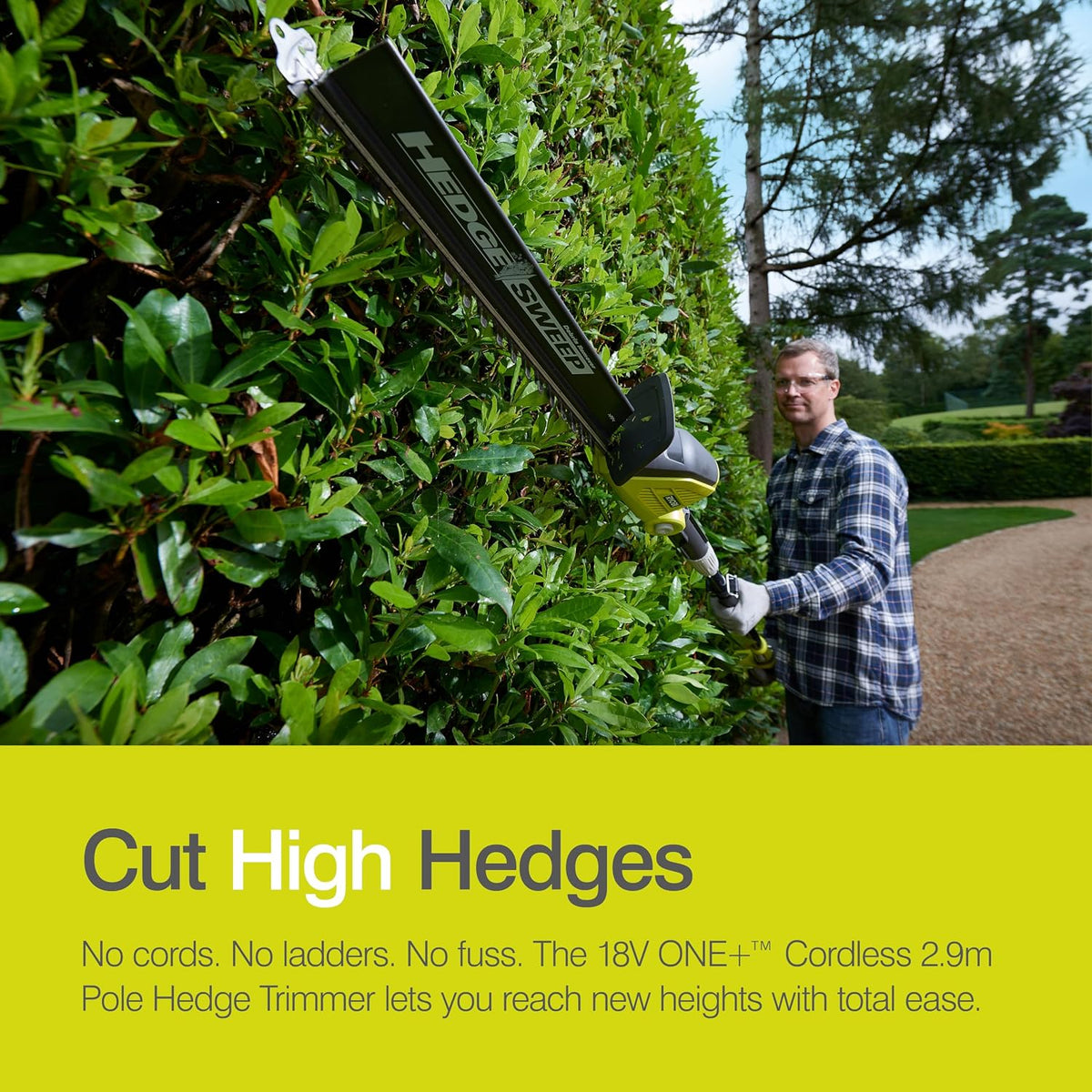 Cordless Pole Hedge Trimmer 17.7in 18V ONE+ Diamond-Ground Blade