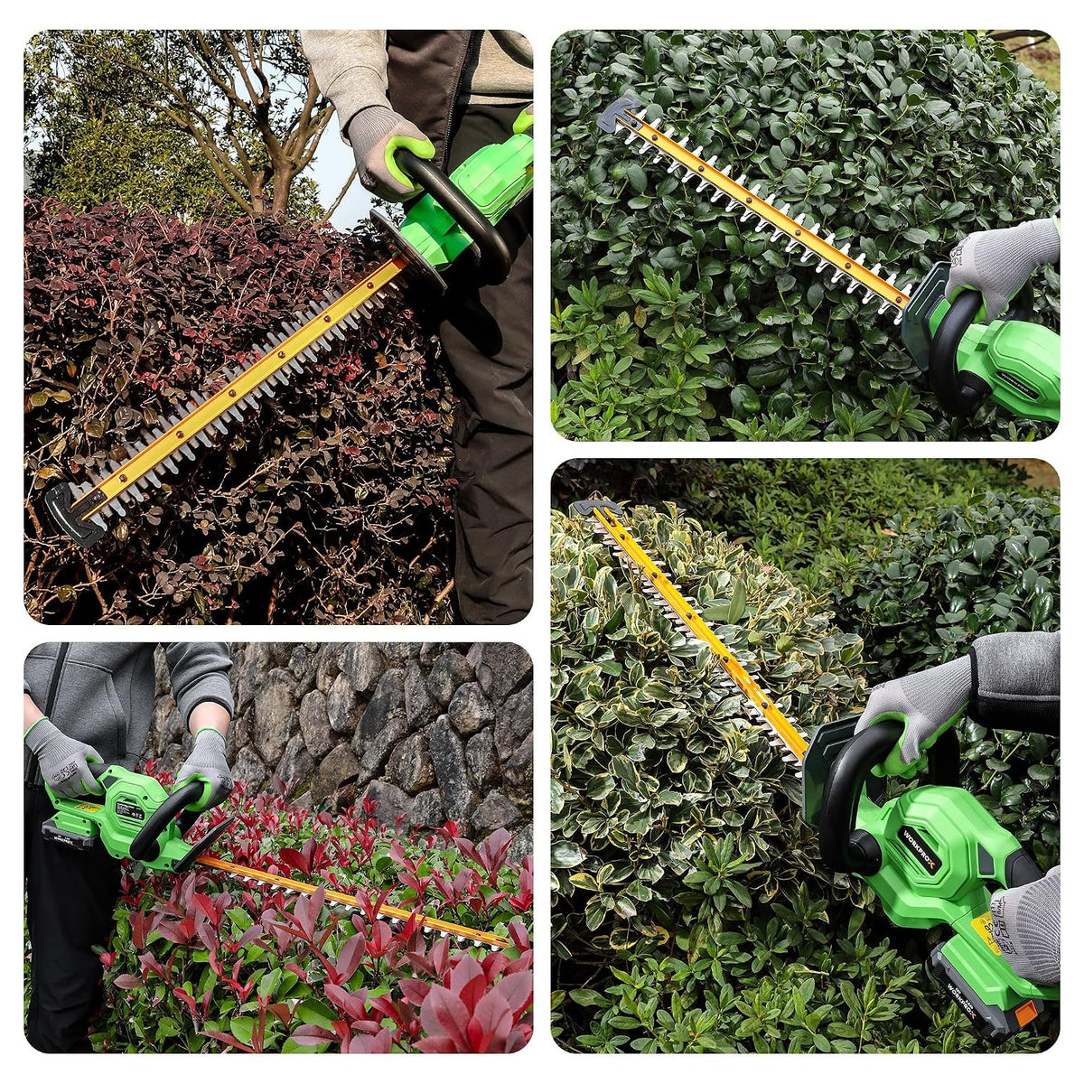 Cordless Hedge Trimmer 20.08in 1200RPM 0.71in Pruning Capacity Green