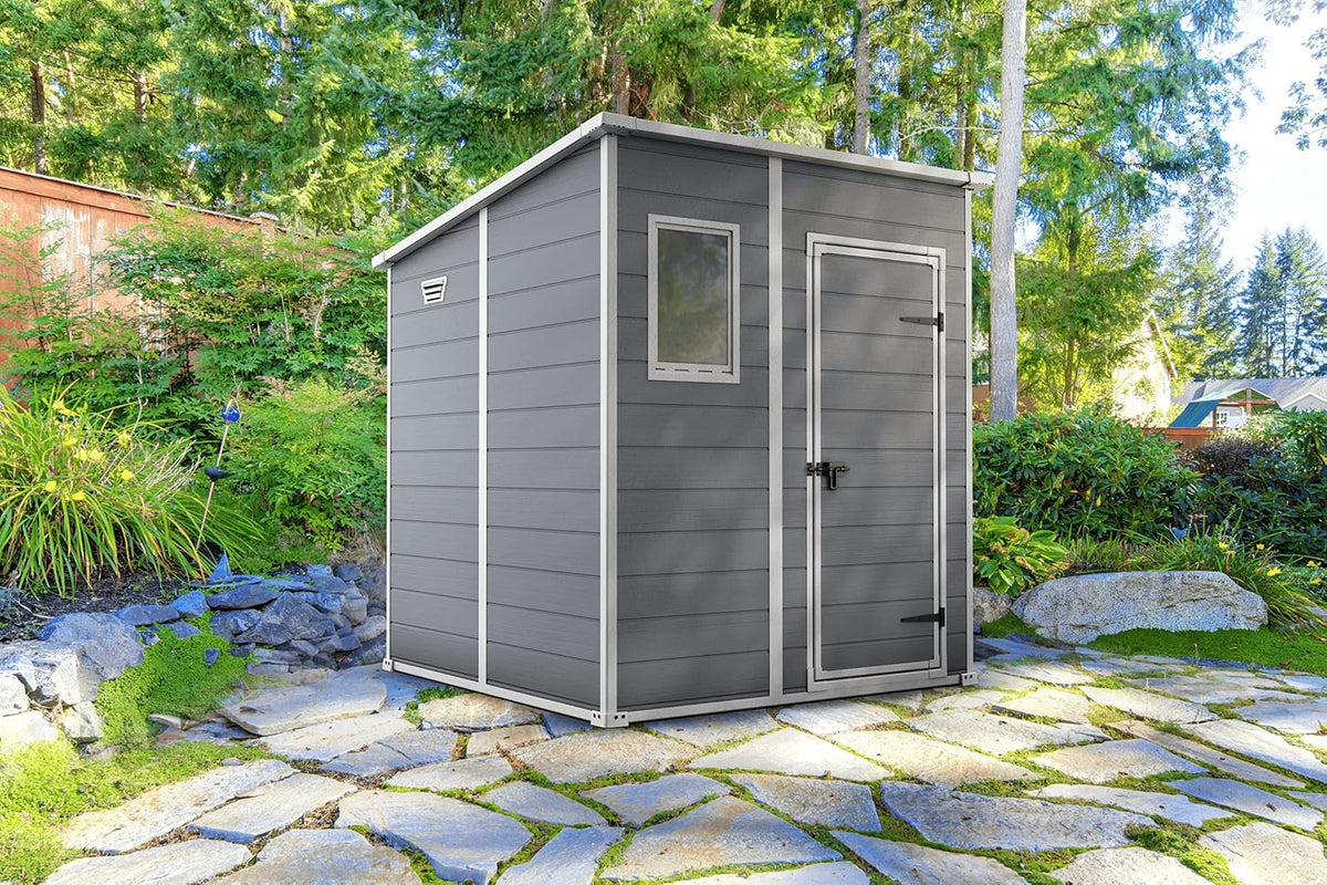 Garden Storage Shed 6 X 6 Ft Gray Resin Single Door