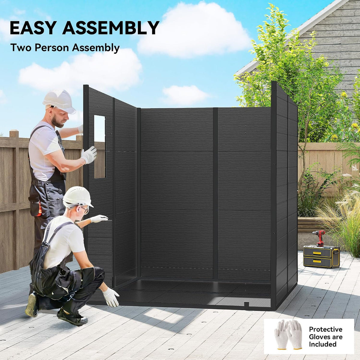 Plastic Garden Storage Shed 6 X 6 Ft Dark Gray Aluminum Frame Double Doors