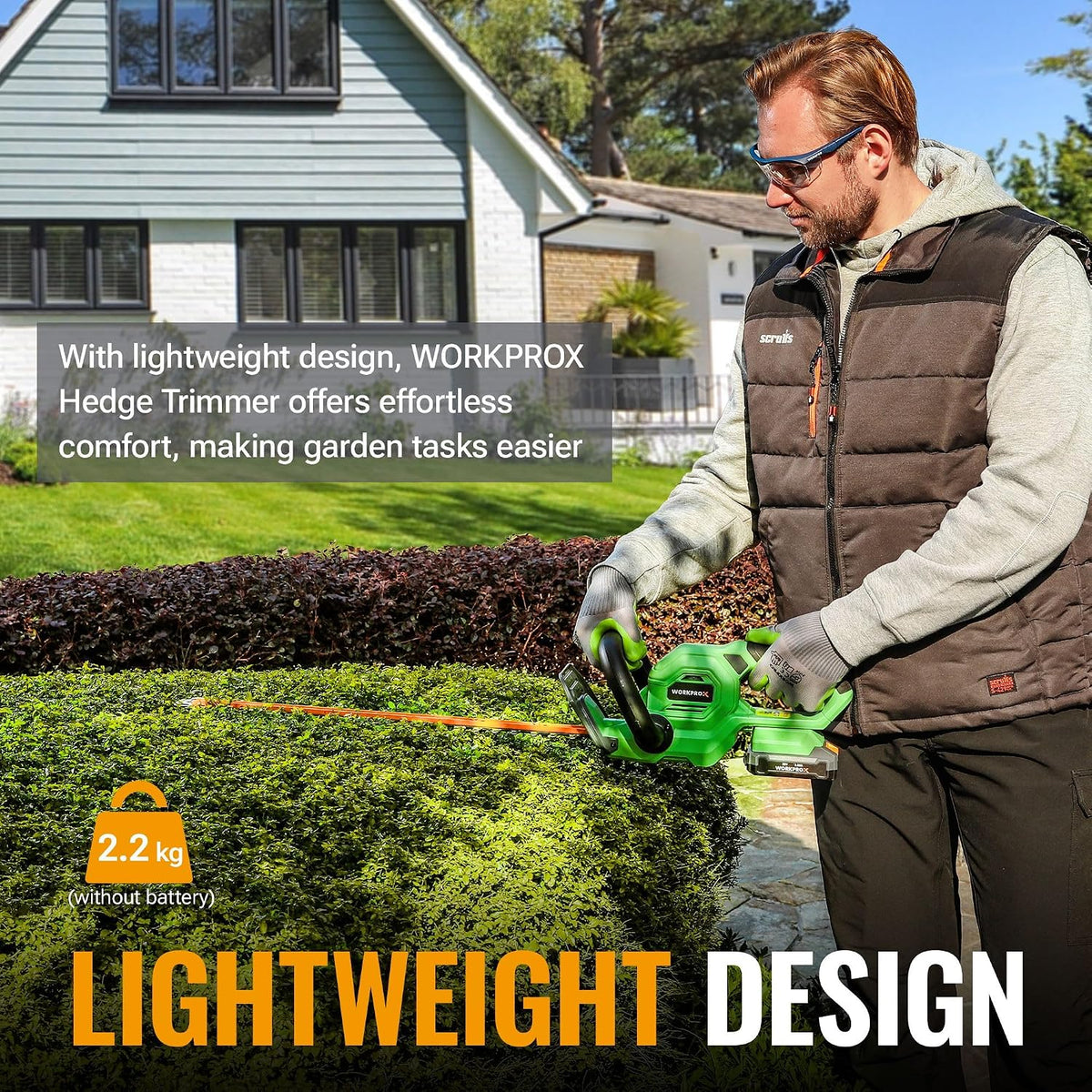 Cordless Hedge Trimmer 20.08in 1200RPM 0.71in Pruning Capacity Green