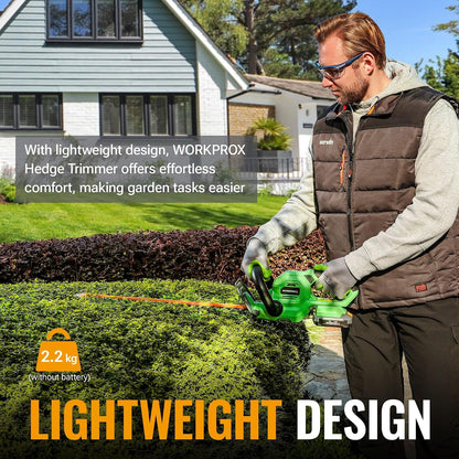 Cordless Hedge Trimmer 20.08in 1200RPM 0.71in Pruning Capacity Green