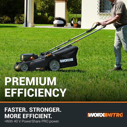 Cordless Lawn Mower 14.6in Cutting Width 6 Height Settings 0.8-2.8 in 40V 4.0Ah Black
