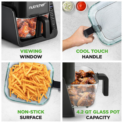 Air Fryer and Grill 4.2 Qt 7-in-1 Preset Cook Modes Black