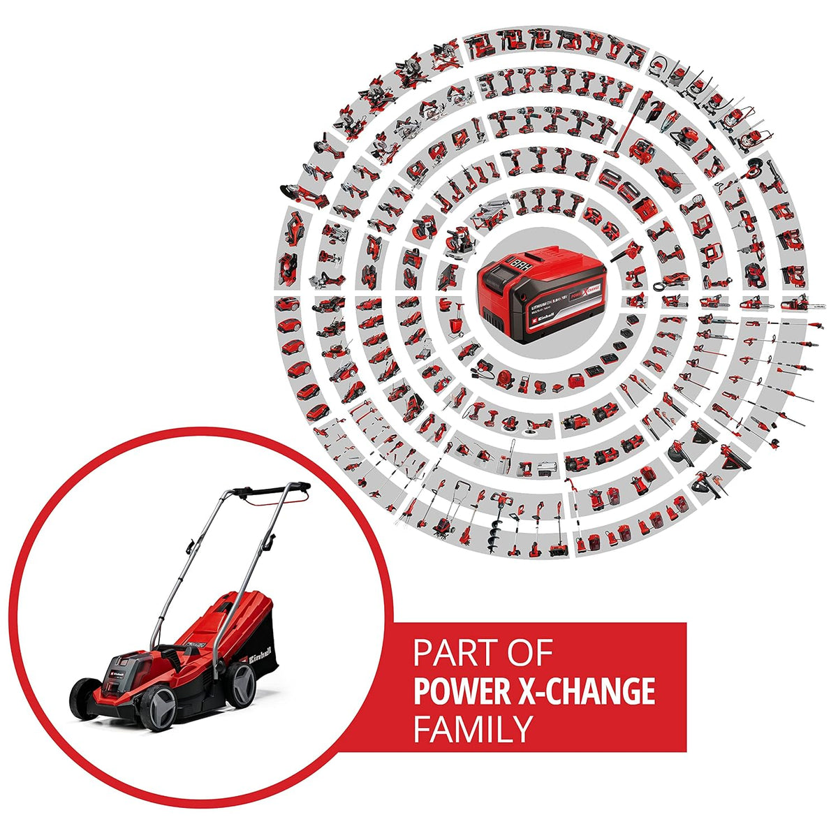 Cordless Lawn Mower 13in 18V 4.0Ah Brushless Motor Red Black