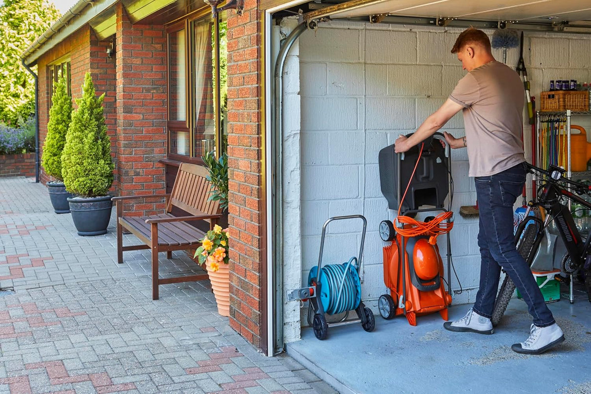 Corded Electric Lawn Mower 1600W 15in 11.9 Gal 5 Heights Orange Gray