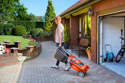 Corded Electric Lawn Mower 1600W 15in 11.9 Gal 5 Heights Orange Gray