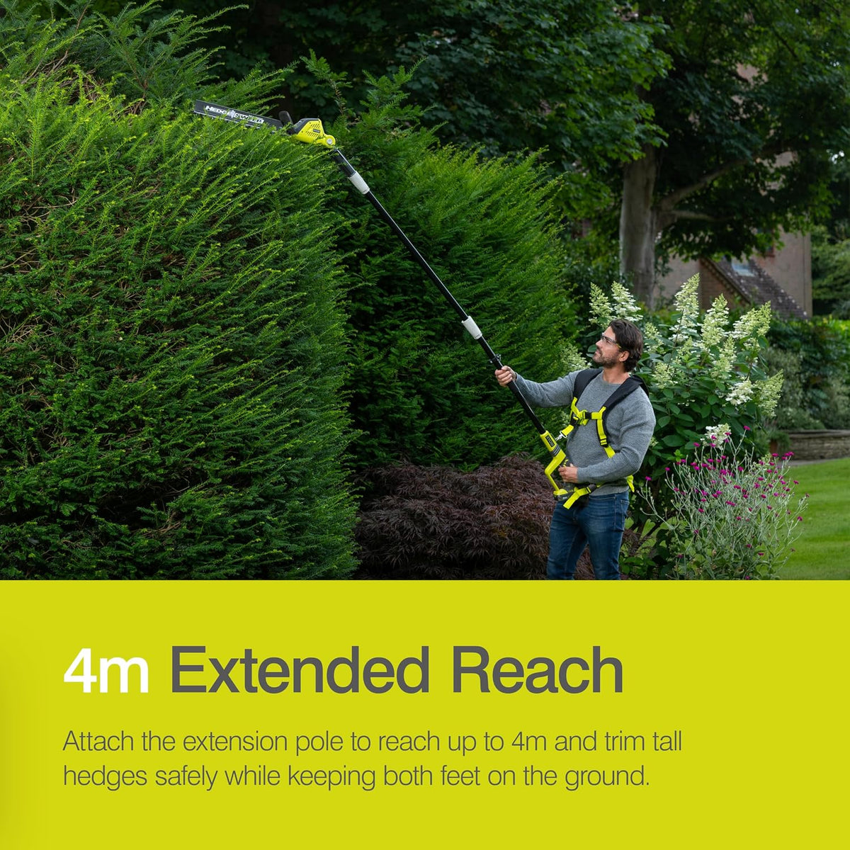 Cordless Pole Hedge Trimmer 17.7in 18V ONE+ Diamond-Ground Blade
