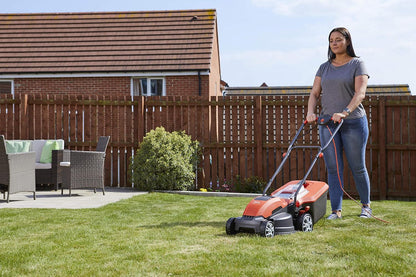 Corded Electric Hover Lawn Mower 1500W 14.2in 10.6 Gal 5 Heights Orange Gray