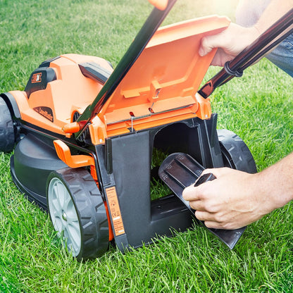 Cordless Lawn Mower 13.4in 24V 2x4.0Ah Batteries Rear Roller