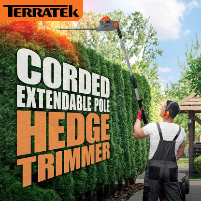 Corded Pole Hedge Trimmer 550W 8.2ft Telescopic 17.7in Blade 4-Position Head