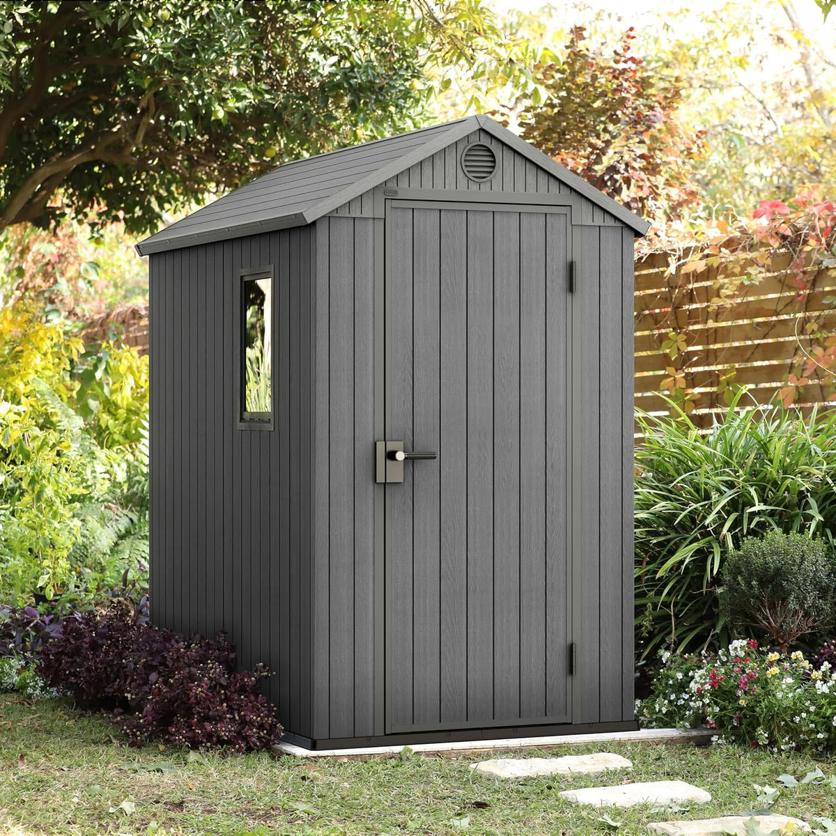 Resin Garden Storage Shed 6 X 4 Ft Gray Single Door Lockable