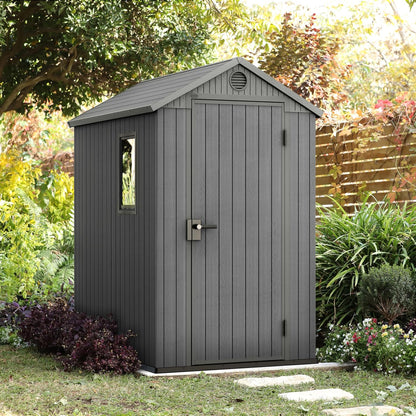 Resin Garden Storage Shed 6 X 4 Ft Gray Single Door Lockable