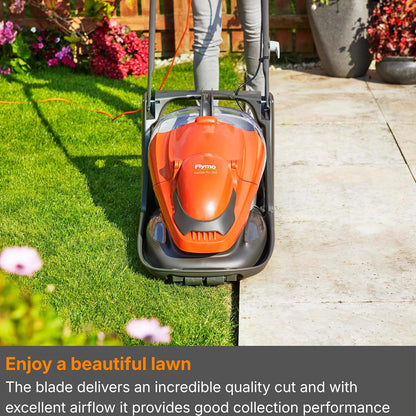 Hover Lawn Mower 13in 1700W 5.3 Gal Grass Box 4 Cutting Heights Orange Gray