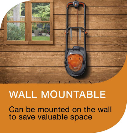 Electric Hover Lawn Mower 1400W 9.8in 3 Heights 32.8ft Cable Orange Gray