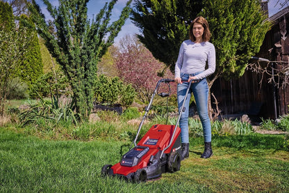 Corded Electric Lawn Mower 14.6in 1600W 10 Gal Grass Box 5 Heights Red Black