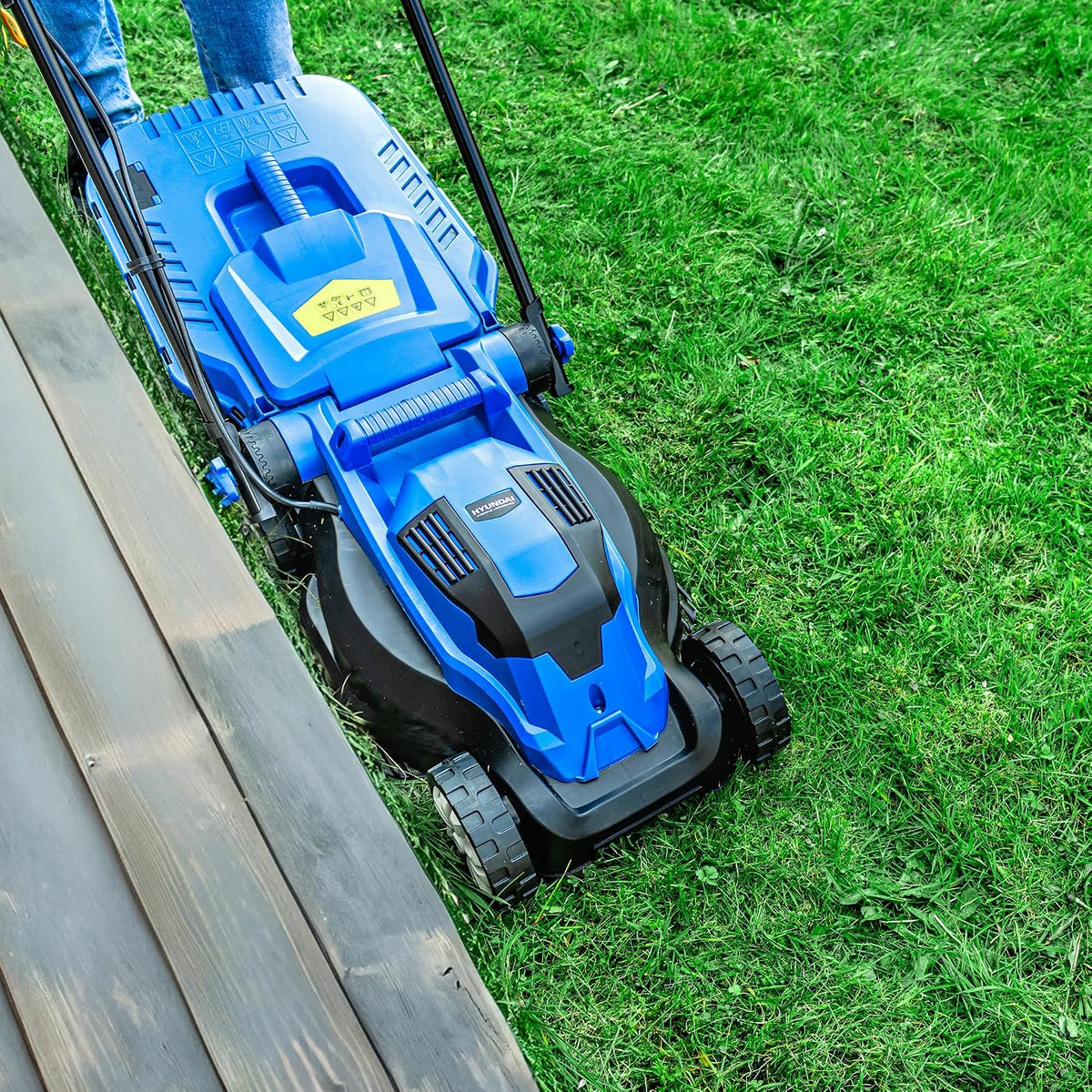 Corded Electric Lawn Mower 13in 1300W 7.9 Gal Grass Box 3 Heights Blue