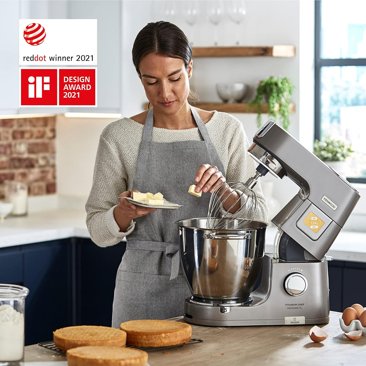 Stand Mixer 7.4 Qt 5.3 Qt 1400W 6 Speeds Touch Screen Silver