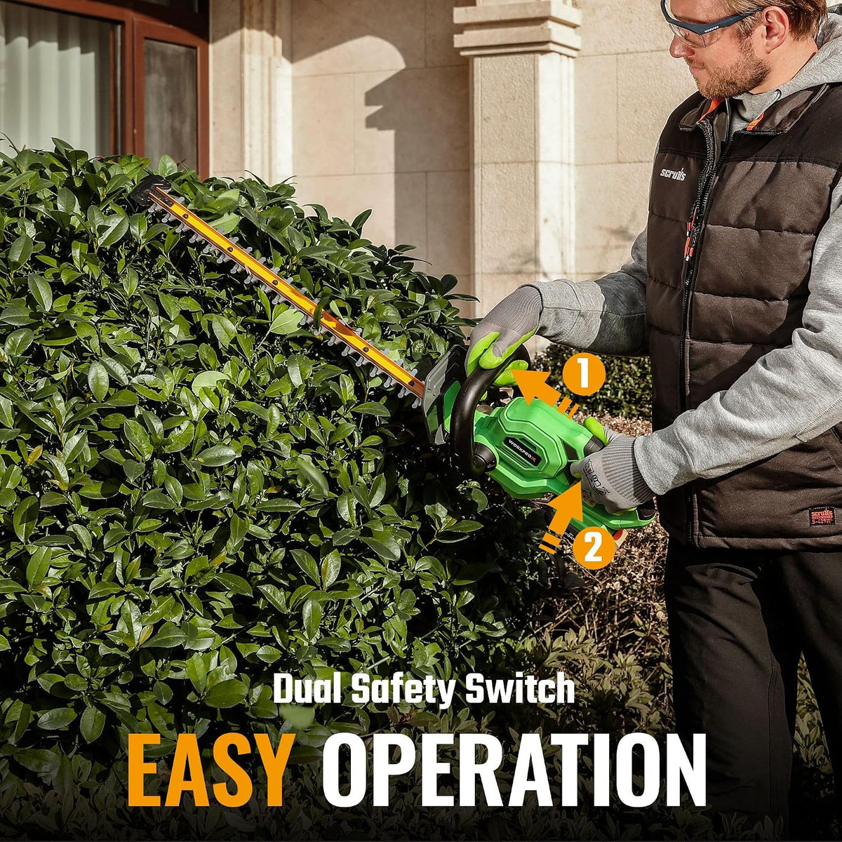 Cordless Hedge Trimmer 20.08in 1200RPM 0.71in Pruning Capacity Green