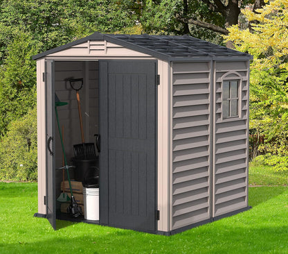 Plastic Garden Storage Shed 6 X 6 Ft Dark Gray Adobe Metal Roof