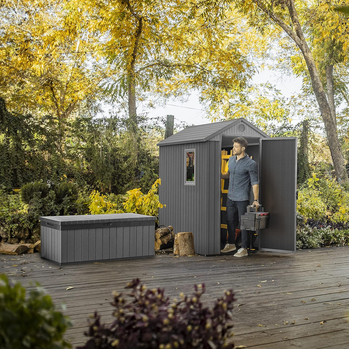 Resin Garden Storage Shed 6 X 4 Ft Gray Single Door Lockable