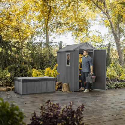 Resin Garden Storage Shed 6 X 4 Ft Gray Single Door Lockable