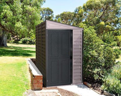SideMate PLUS 4 x 8 Plastic Garden Shed 2.95 m² with Metal Foundation Kit Dark Gray