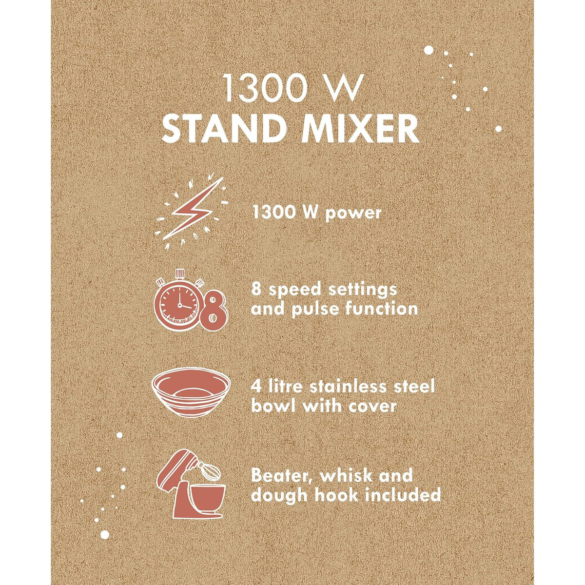 Stand Mixer 4.2 Qt 1300W 8 Speeds With Pulse Function Teal