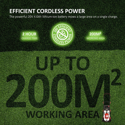 Cordless Lawn Mower 13in 20V 4.0Ah Brushless Motor White
