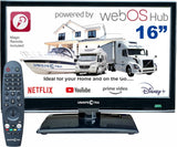 Unispectra ® 16" Smart TV (webOS) 12V Full HD LED 230v 24v Triple Tuner: Satellite, Terrestrial, cable. HDMI USB Telecomando magico TV 12V for camper, caravan, furgone, boat